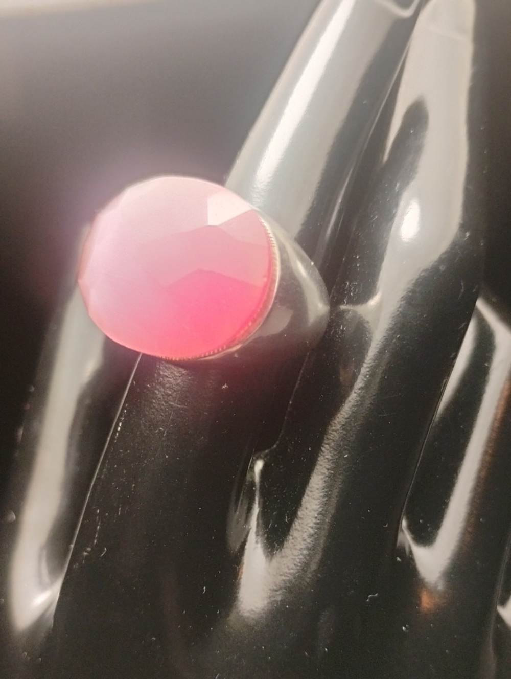 925 Sterling Silver Faceted Pink Statement Ring - Women's Fashion Jewelry